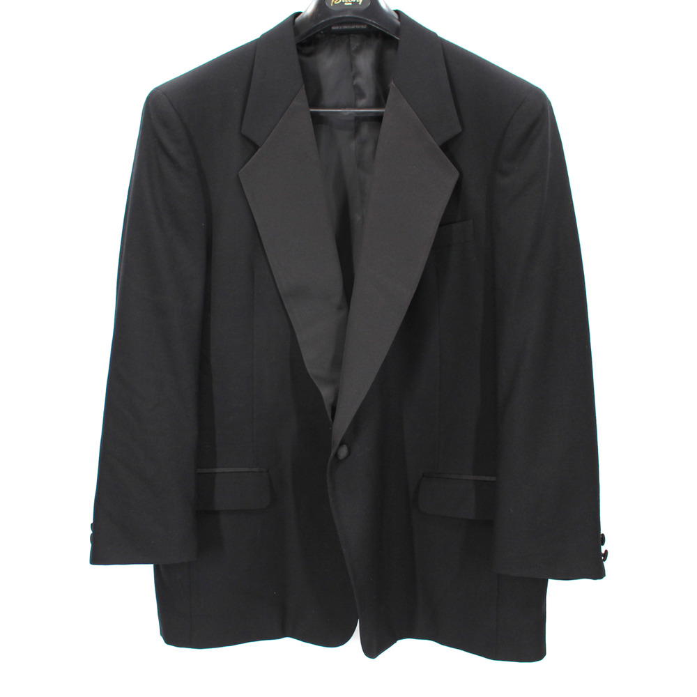 Balmain Black Wool Satin Trim One Button Single Breasted Tuxedo Jacket 48R Coat